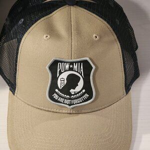 POW MIA Tan/Black Mesh Strapback Hat